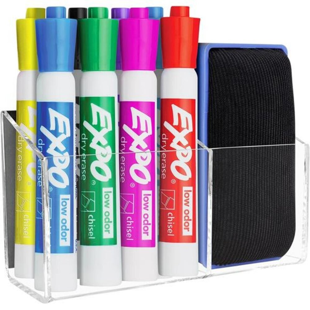 Clear Magnetic Dry Erase Marker Holder Acrylic Whiteboard Pen Organizer Office